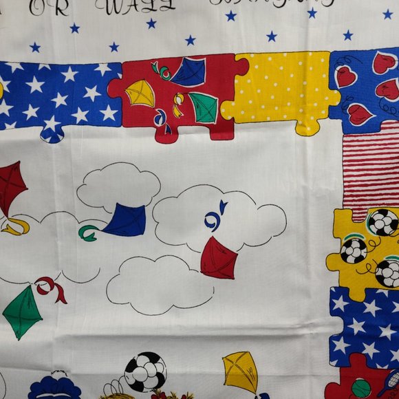 Kids Playing Sports Wall Hanging /Pillow Sham Fabric Craft Panels/5 TOTAL VTG!! - Picture 5 of 16